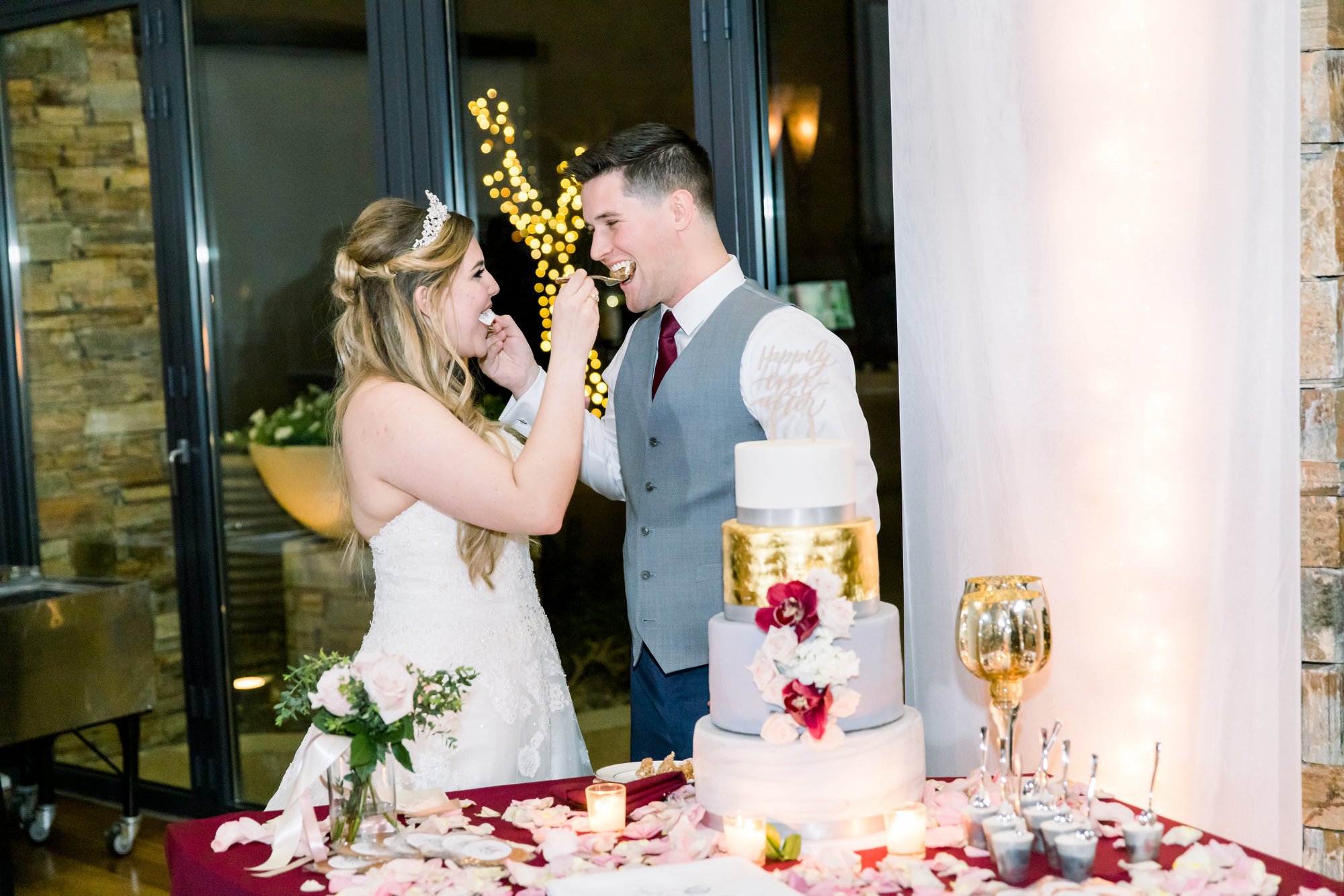 Newly weds share cake
